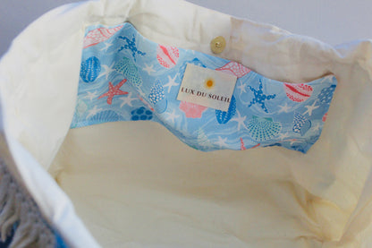 Large Organic Cotton Tote Bag - Seashells