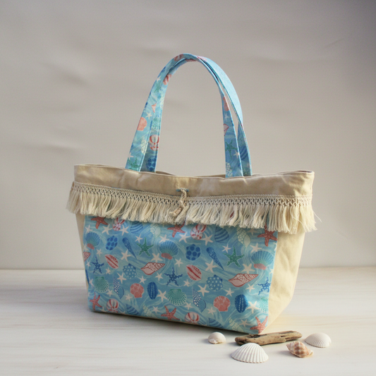 Professional studio shot of Large Organic Cotton Tote Bag - Seashells
